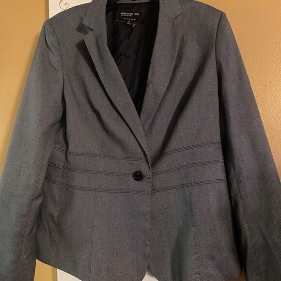 JONES New York black and gray Blazer Size: 14 - Picture 1 of 5